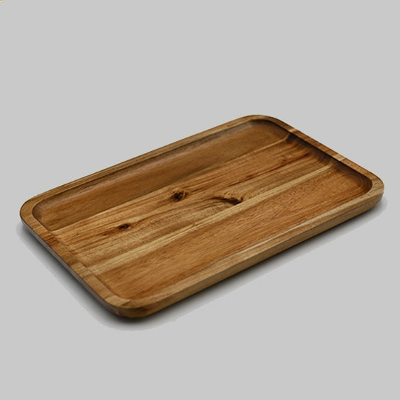 [ Set of 3 ] Zavis Green Acacia Wood Serving rectangle Stackable Tray / Dish 12