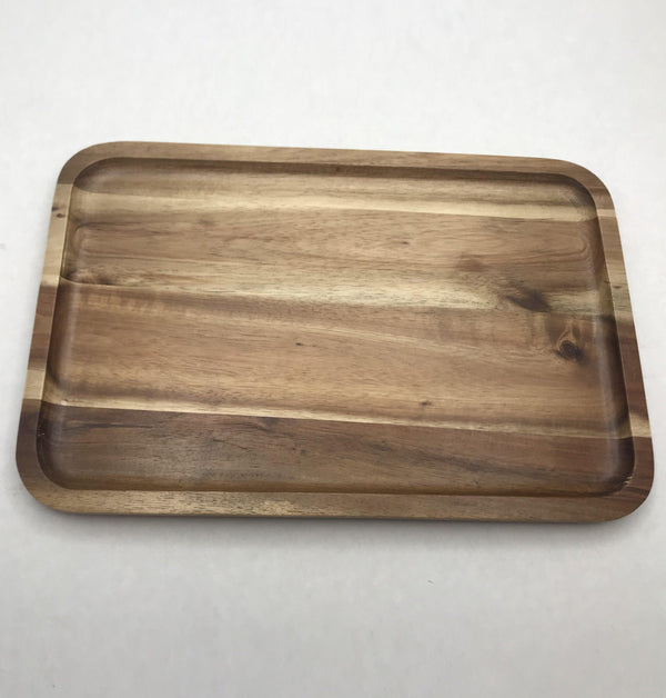[ Set of 3 ] Zavis Green Acacia Wood Serving rectangle Stackable Tray / Dish 12