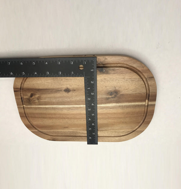[ Set of 3 ] Zavis Green Acacia Wood Serving Rounded Cutting Board With Juice Groove 12