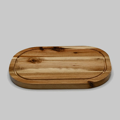 [ Set of 3 ] Zavis Green Acacia Wood Serving Rounded Cutting Board With Juice Groove 12