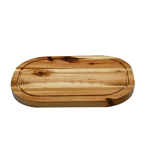 [ Set of 3 ] Zavis Green Acacia Wood Serving Rounded Cutting Board With Juice Groove 12