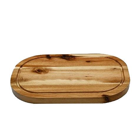 [ Set of 3 ] Zavis Green Acacia Wood Serving Rounded Cutting Board With Juice Groove 12