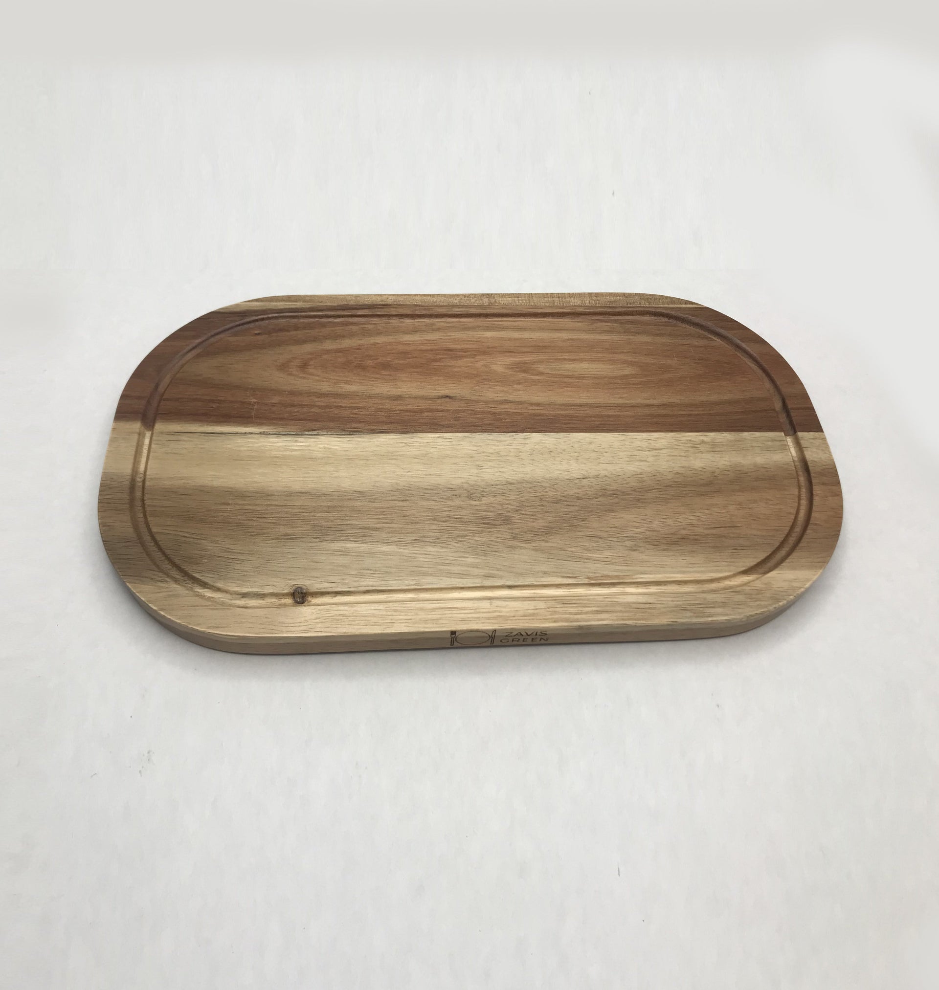 Zavis Green Acacia Wood Serving Rounded Cutting Board With Juice Groove 14
