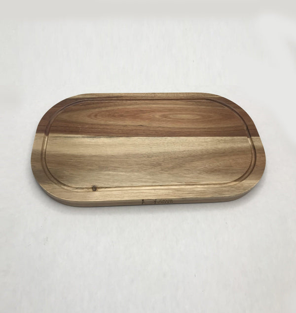 Zavis Green Acacia Wood Serving Rounded Cutting Board With Juice Groove 14