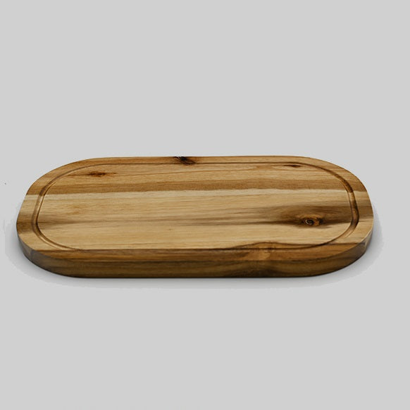 Zavis Green Acacia Wood Serving Rounded Cutting Board With Juice Groove 14