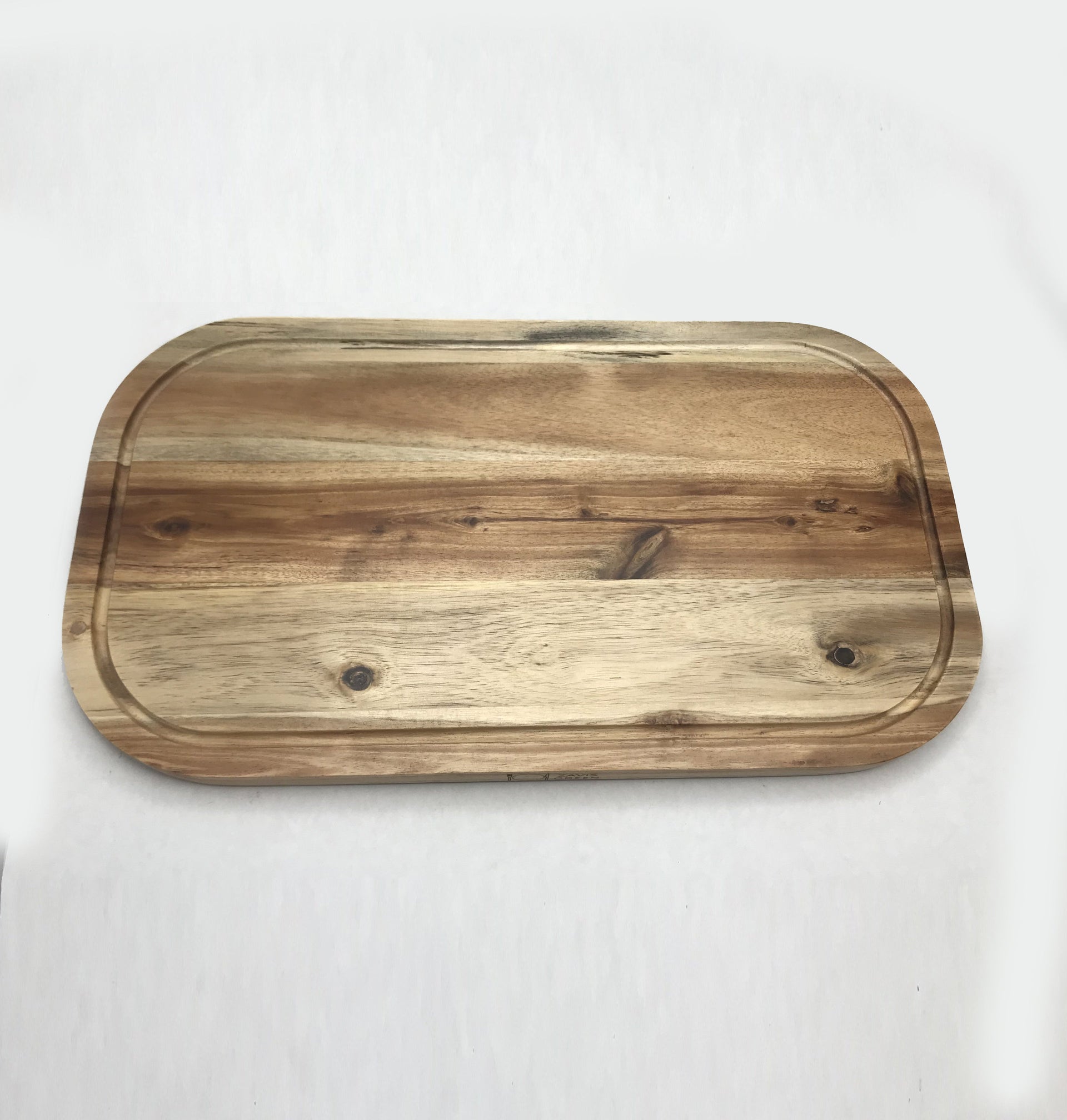 [ Set of 3 ] Zavis Green Acacia Wood Serving Rounded Cutting Board With Juice Groove 18