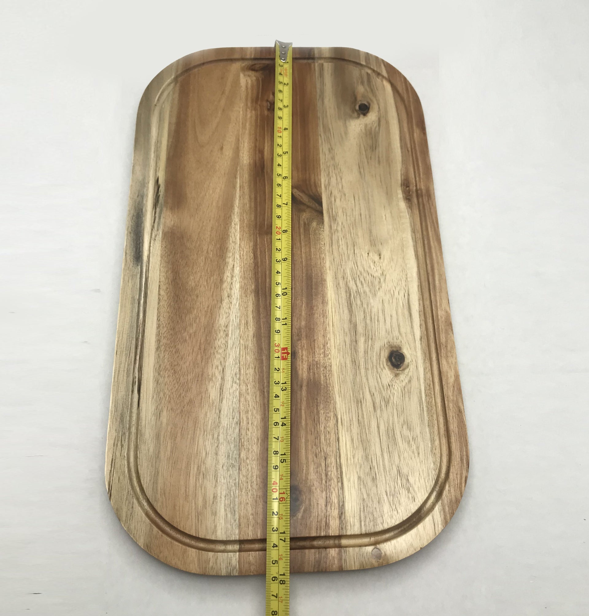 [ Set of 3 ] Zavis Green Acacia Wood Serving Rounded Cutting Board With Juice Groove 18