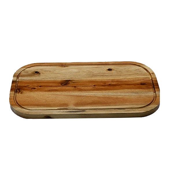 Zavis Green Acacia Wood Serving Rounded Cutting Board With Juice Groove 18