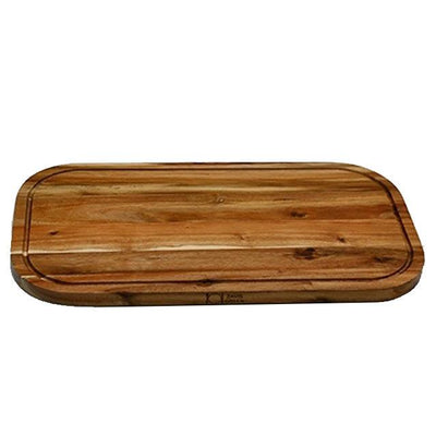 [ Set of 3 ] Zavis Green Acacia Wood Serving Rounded Cutting Board With Juice Groove 20