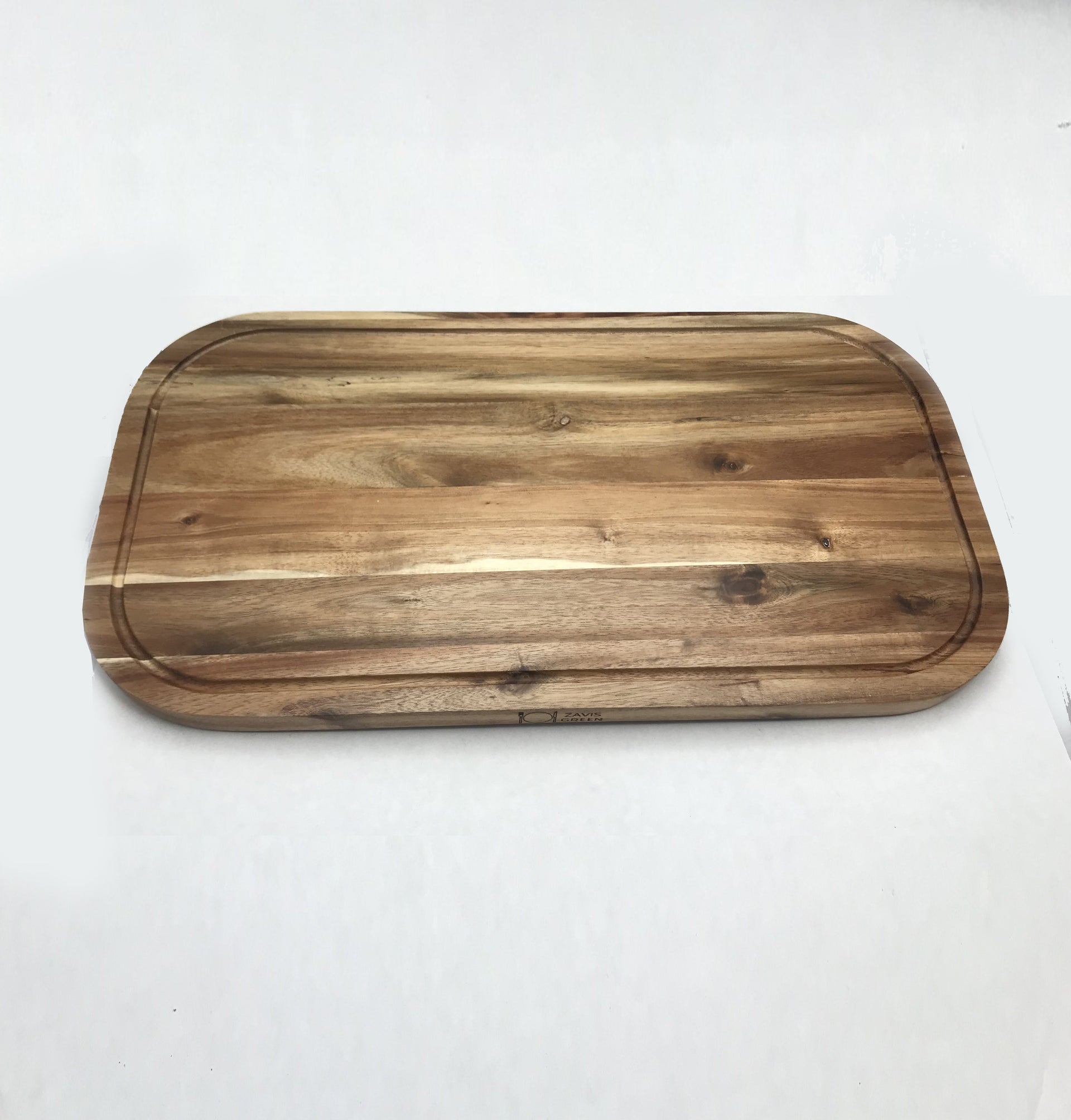[ Set of 3 ] Zavis Green Acacia Wood Serving Rounded Cutting Board With Juice Groove 20