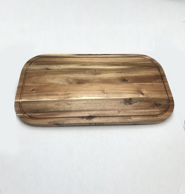 [ Set of 3 ] Zavis Green Acacia Wood Serving Rounded Cutting Board With Juice Groove 20