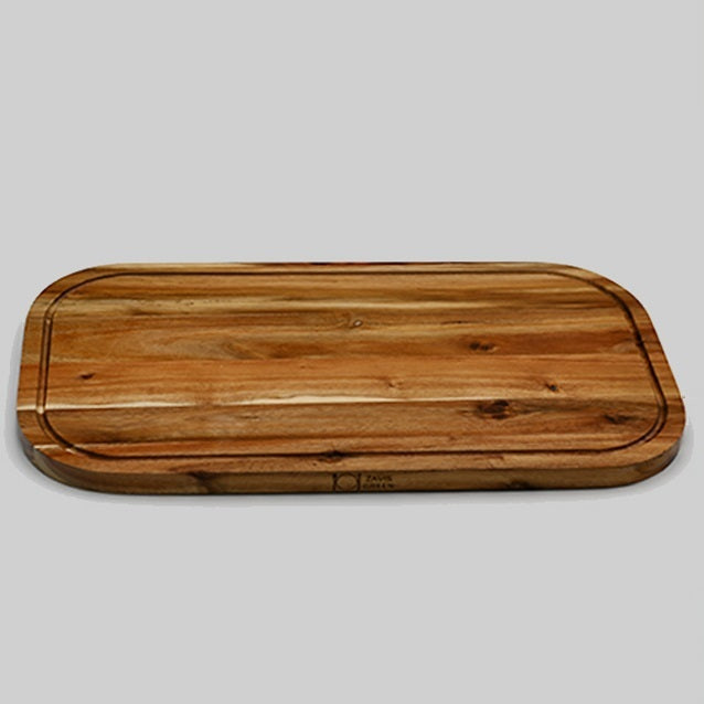 [ Set of 3 ] Zavis Green Acacia Wood Serving Rounded Cutting Board With Juice Groove 20