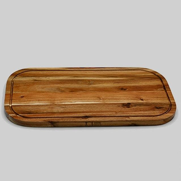 [ Set of 3 ] Zavis Green Acacia Wood Serving Rounded Cutting Board With Juice Groove 20