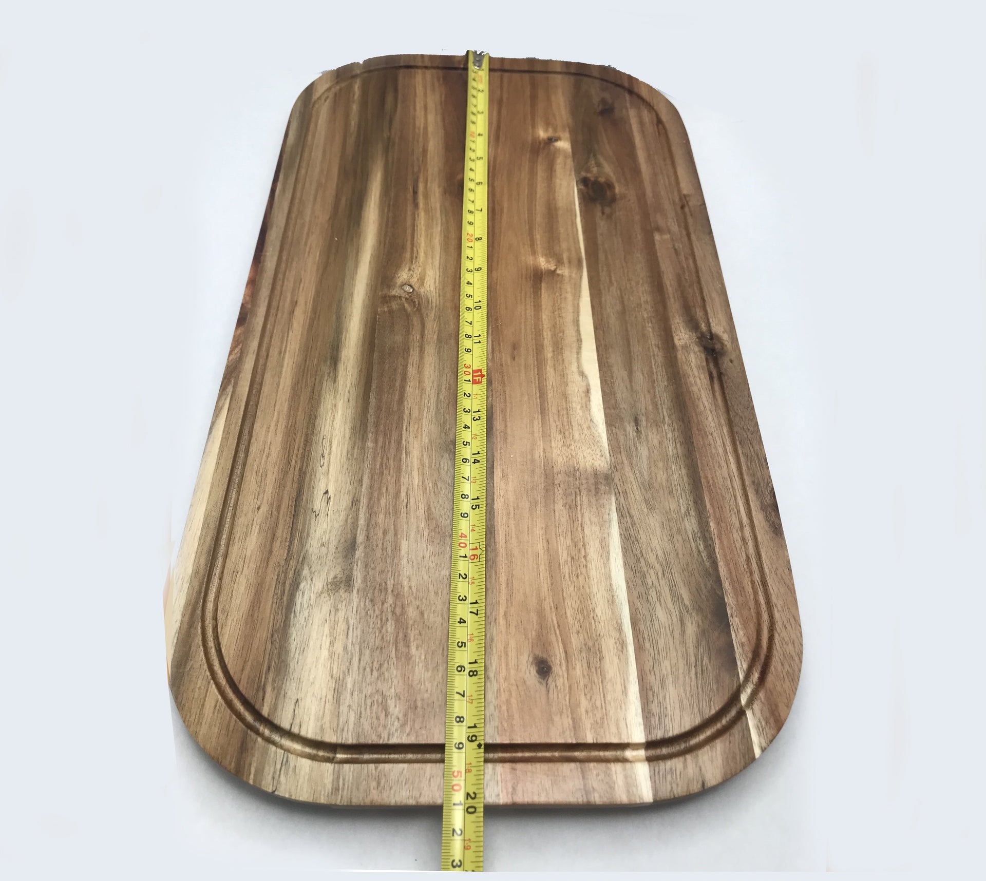 [ Set of 3 ] Zavis Green Acacia Wood Serving Rounded Cutting Board With Juice Groove 20