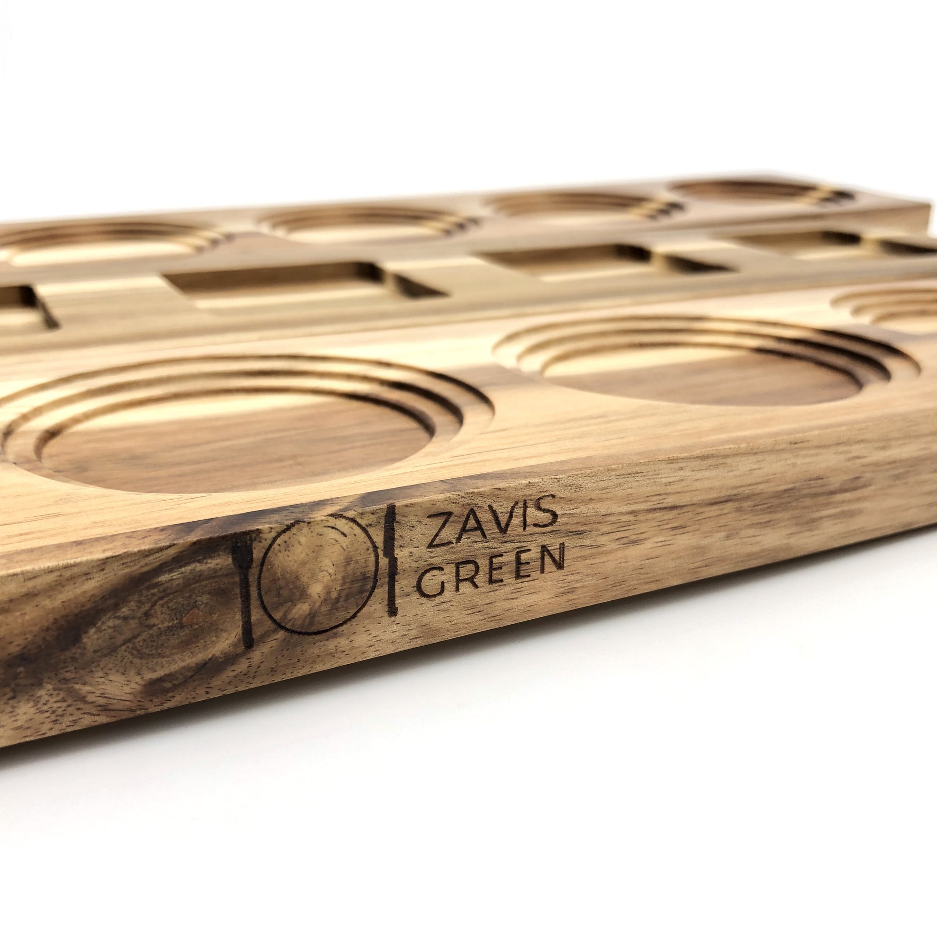Zavis Green Acacia Wood 5 Hole Double sided Flight Board 21
