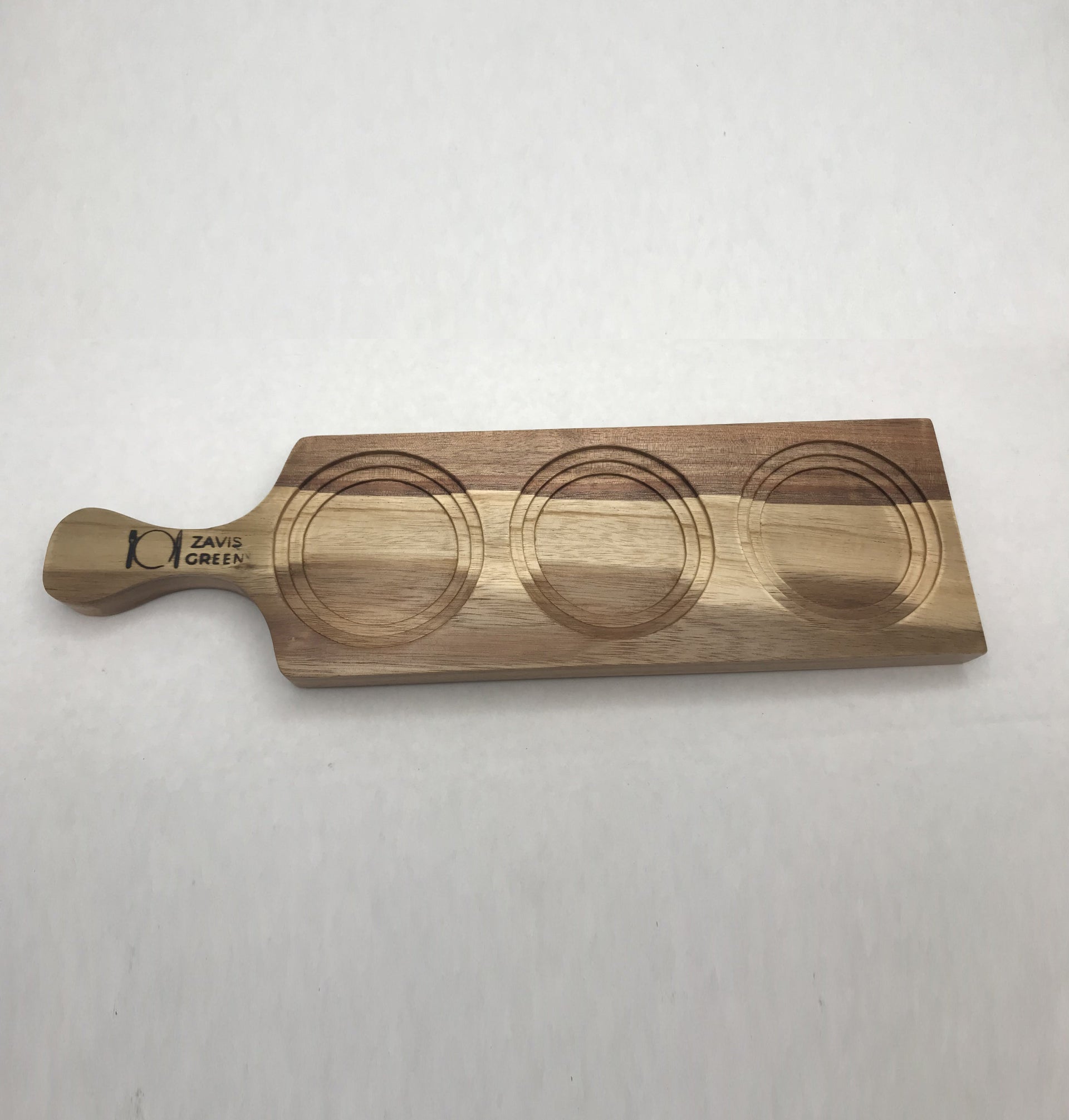 [ Set of 6 ] Zavis Green Acacia Wood 3 Hole Double sided Flight Board 14