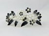 Barrette with colored rhinestones and white pearls - Black