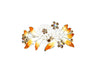 Barrette with colored rhinestones and white pearls - Yellow