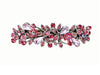 Antique silver metal hair barrette clip with tear drop crystals - Pink
