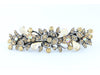 Antique silver metal hair barrette clip with tear drop crystals - Topaz
