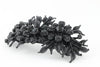 Matte finish hair barrette leaves with sparkling crystal rhinestones - Black