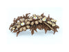 Matte finish hair barrette leaves with sparkling crystal rhinestones - Brown