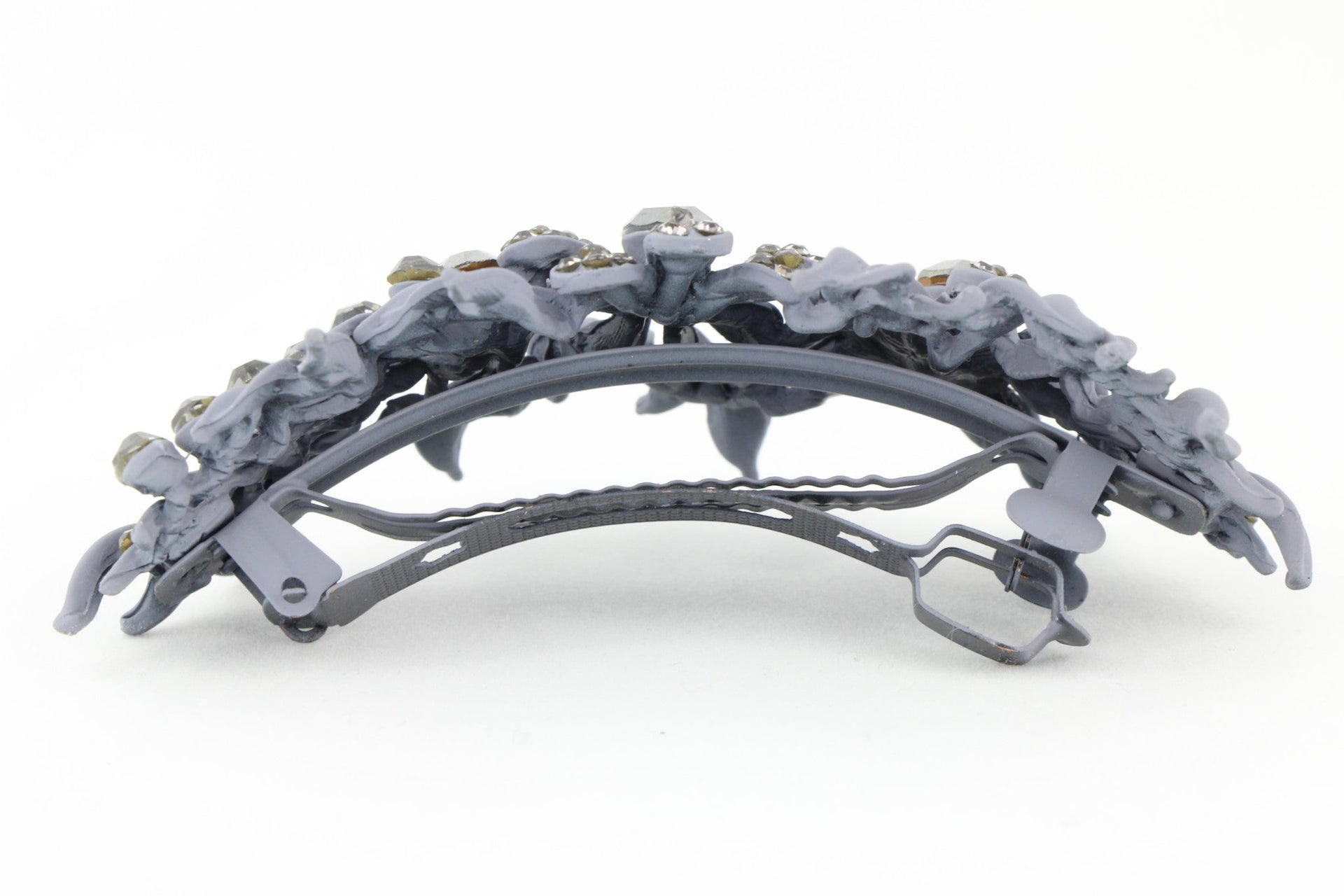 Matte finish hair barrette leaves with sparkling crystal rhinestones - Lavender