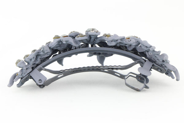 Matte finish hair barrette leaves with sparkling crystal rhinestones - Lavender
