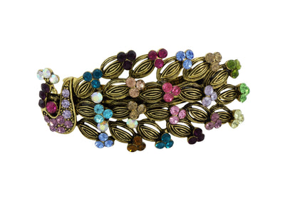 Vintage peacock hair clip with multi-color crystals