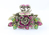 Antique bronze finish hair claw clip on a rose with pink stone petals