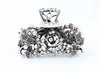 Antique silver finish hair claw clip with multicolor rhinestones