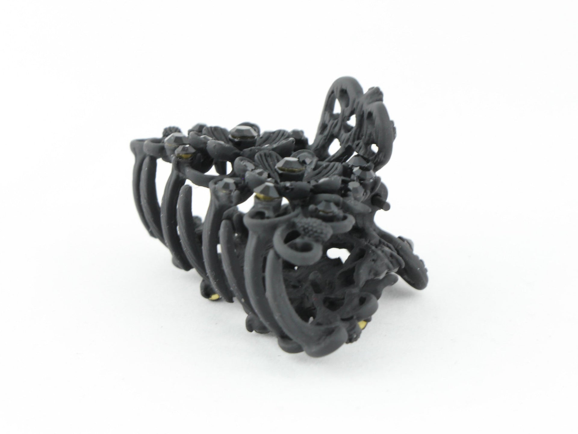Neutral black color hair claw clip with tiny diamante flowers