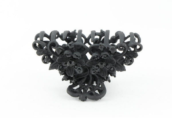 Neutral black color hair claw clip with tiny diamante flowers