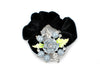 Pony tail holder with silver leaves and pomegranate flowers - Grey