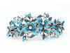 Hair barrette clip with butterfly flowers and leaves - Blue