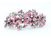 Hair barrette clip with butterfly flowers and leaves - Pink