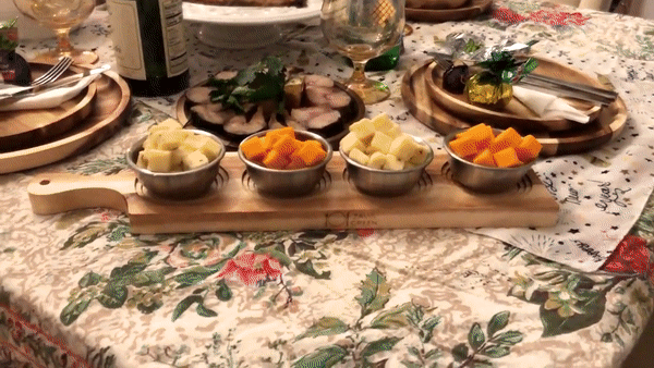 [ Set of 3 ] Zavis Green Acacia Wood Round Stackable Plate / Platter 8