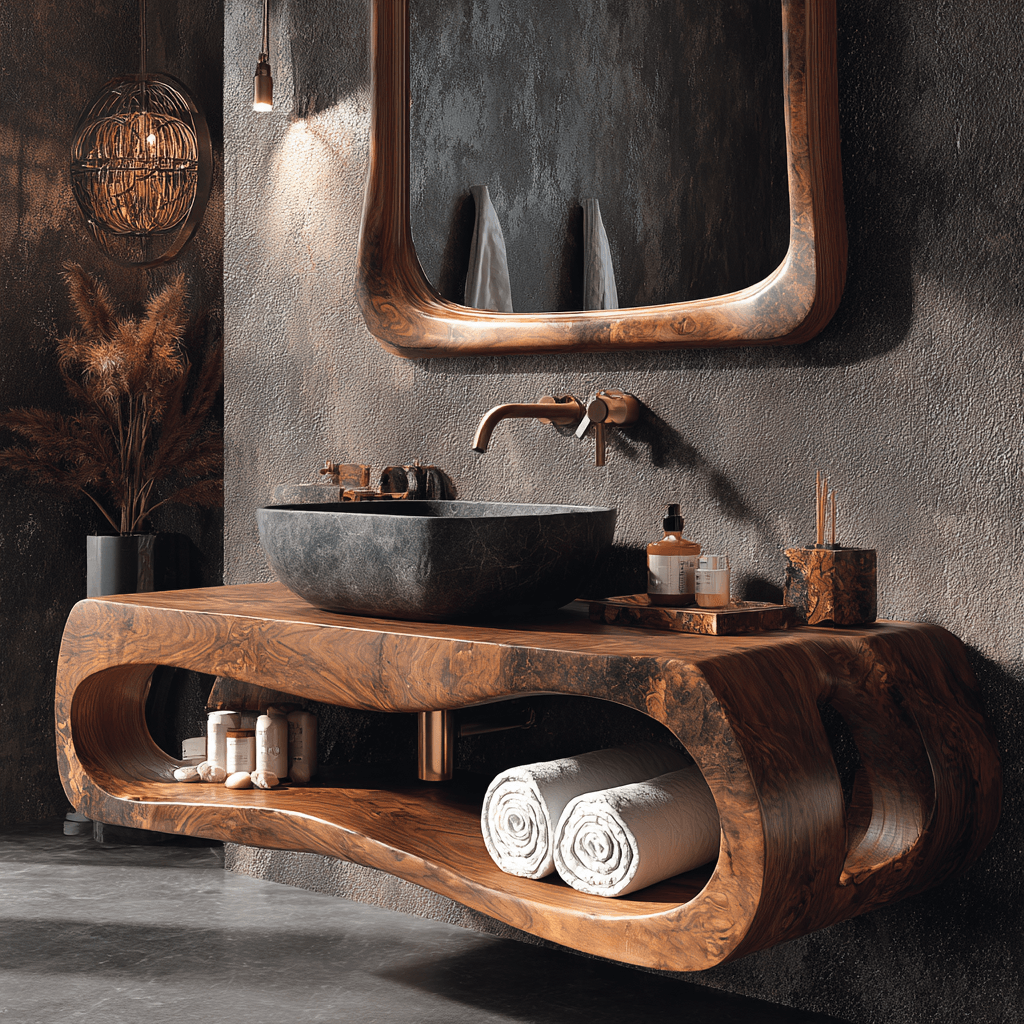 Zenvora Handcrafted Solid Wood Floating Bathroom Vanity with Open Storage