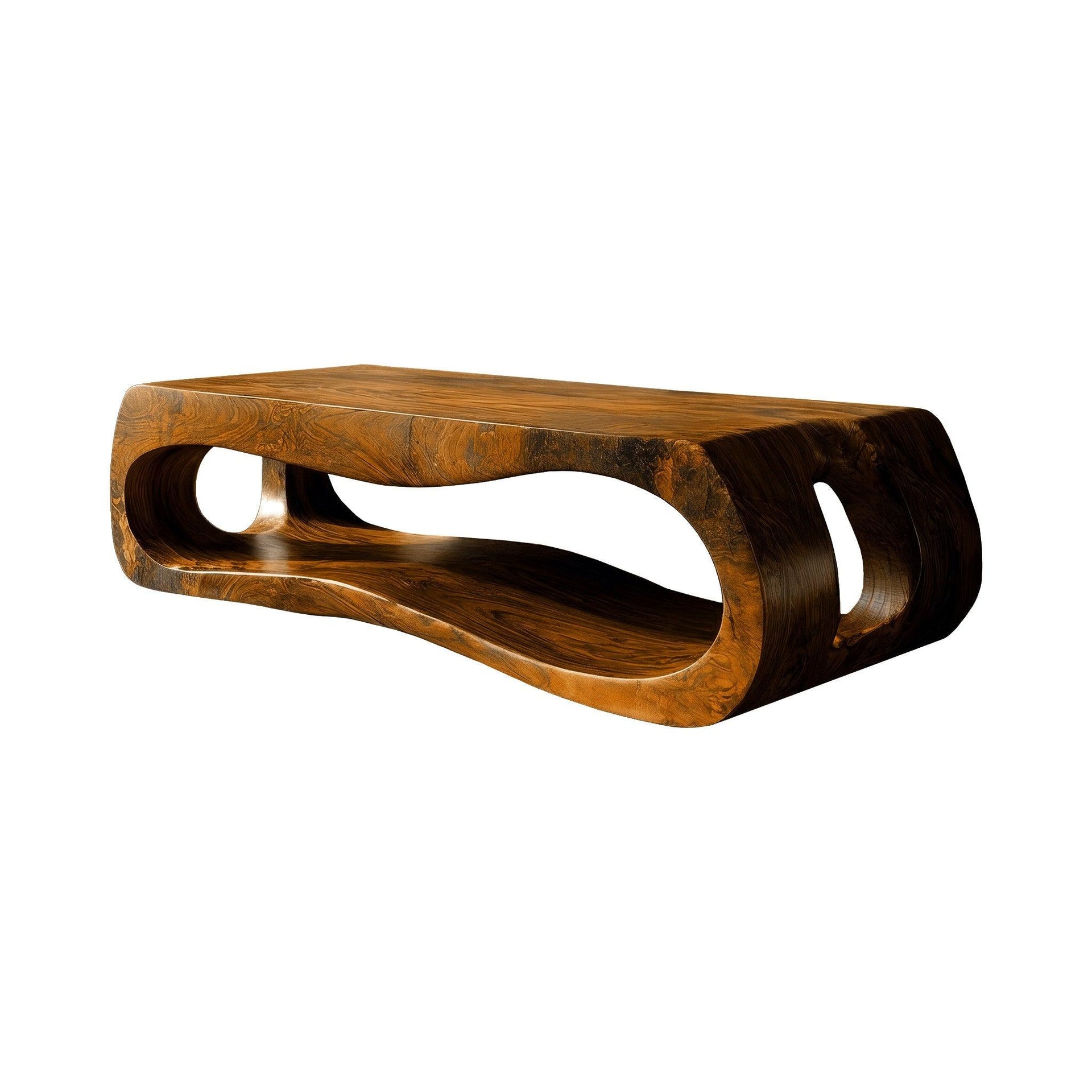 Zenvora Handcrafted Solid Wood Floating Bathroom Vanity with Open Storage