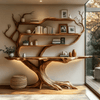Zerathis Sculpted Solid Wood Console Table with Shelves