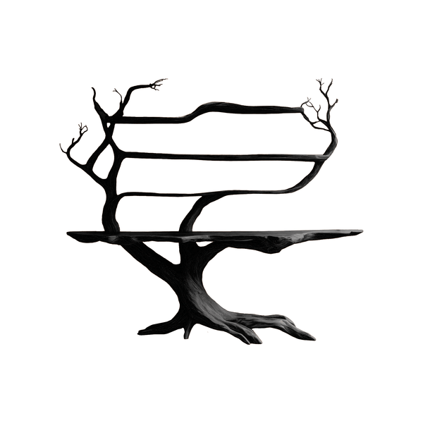 Zerathis Sculpted Solid Wood Console Table with Shelves