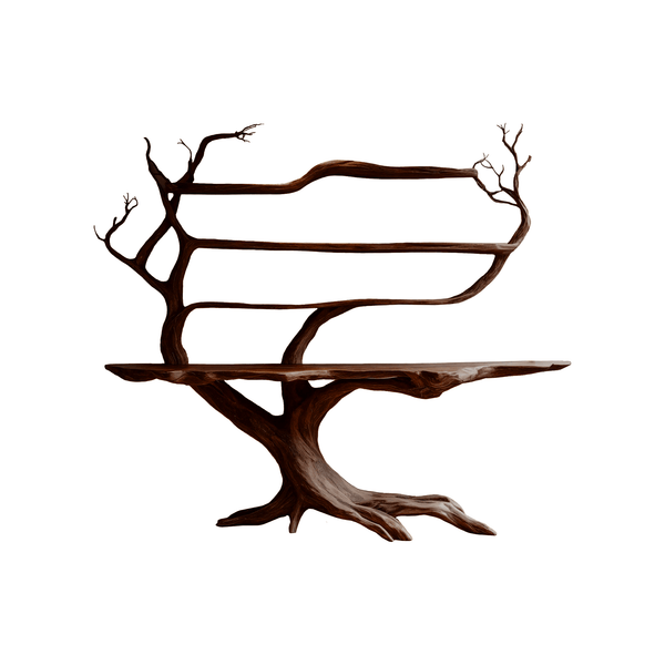 Zerathis Sculpted Solid Wood Console Table with Shelves