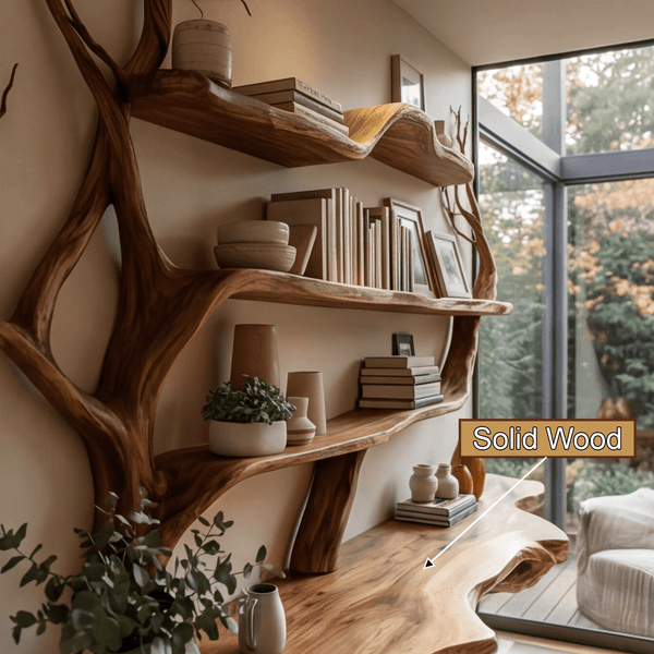 Zerathis Sculpted Solid Wood Console Table with Shelves