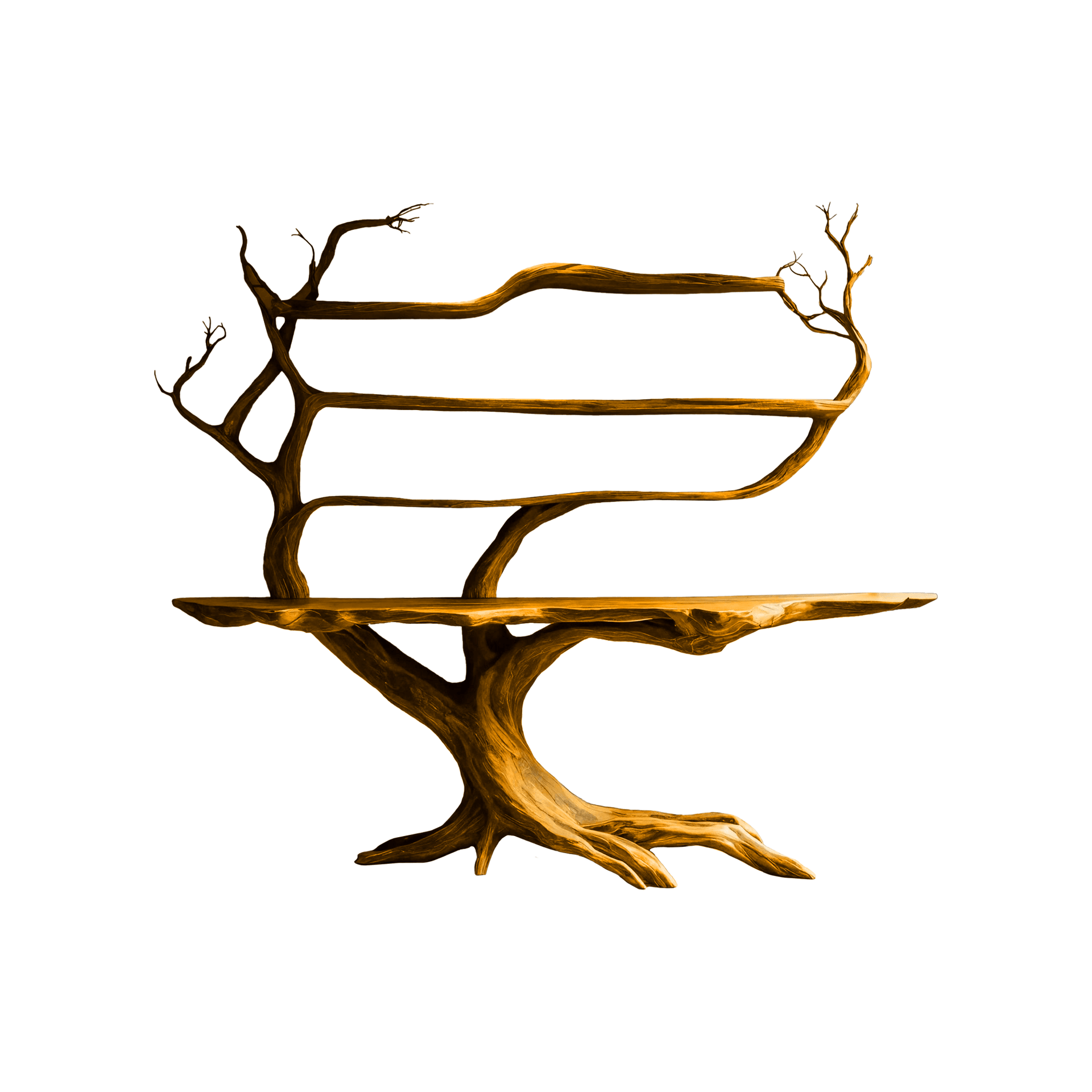 Zerathis Sculpted Solid Wood Console Table with Shelves