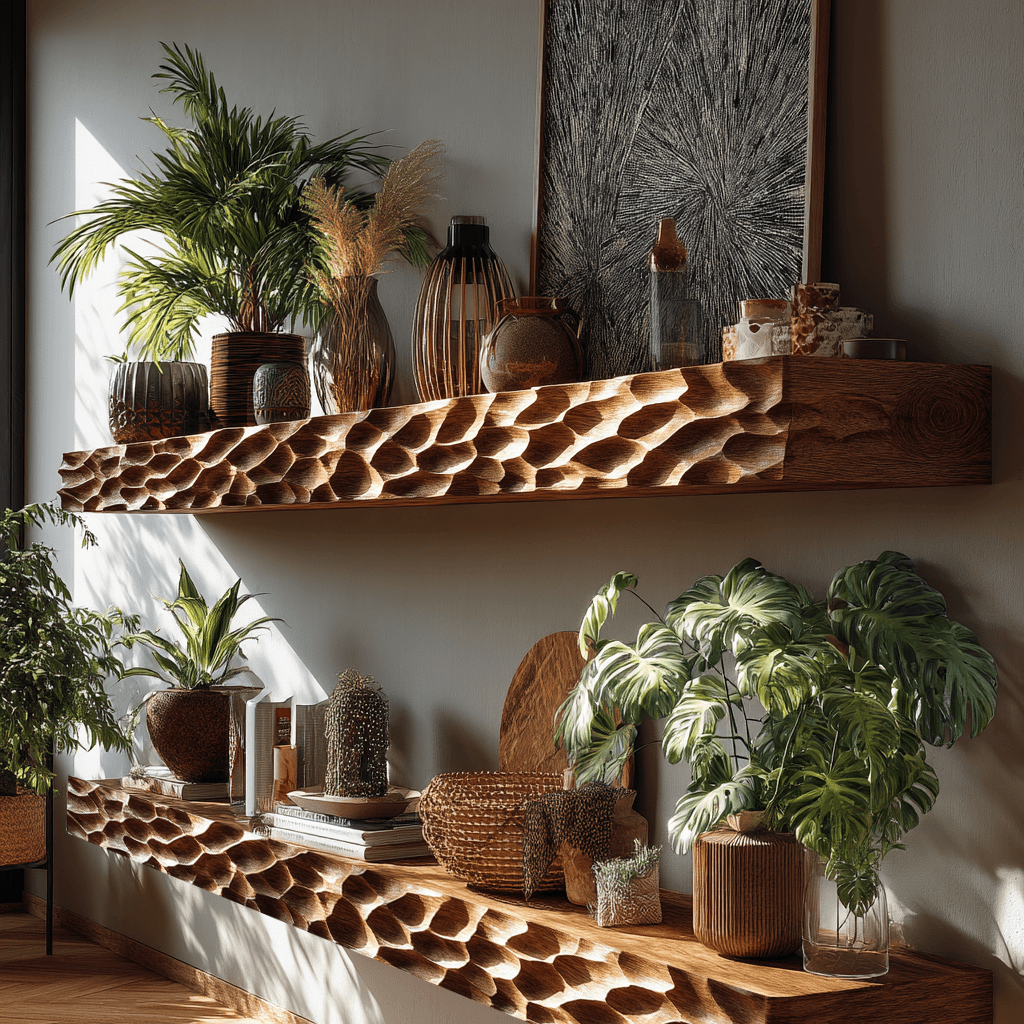 Zerith Sculpted Solid Wood Floating Shelf SPA565431