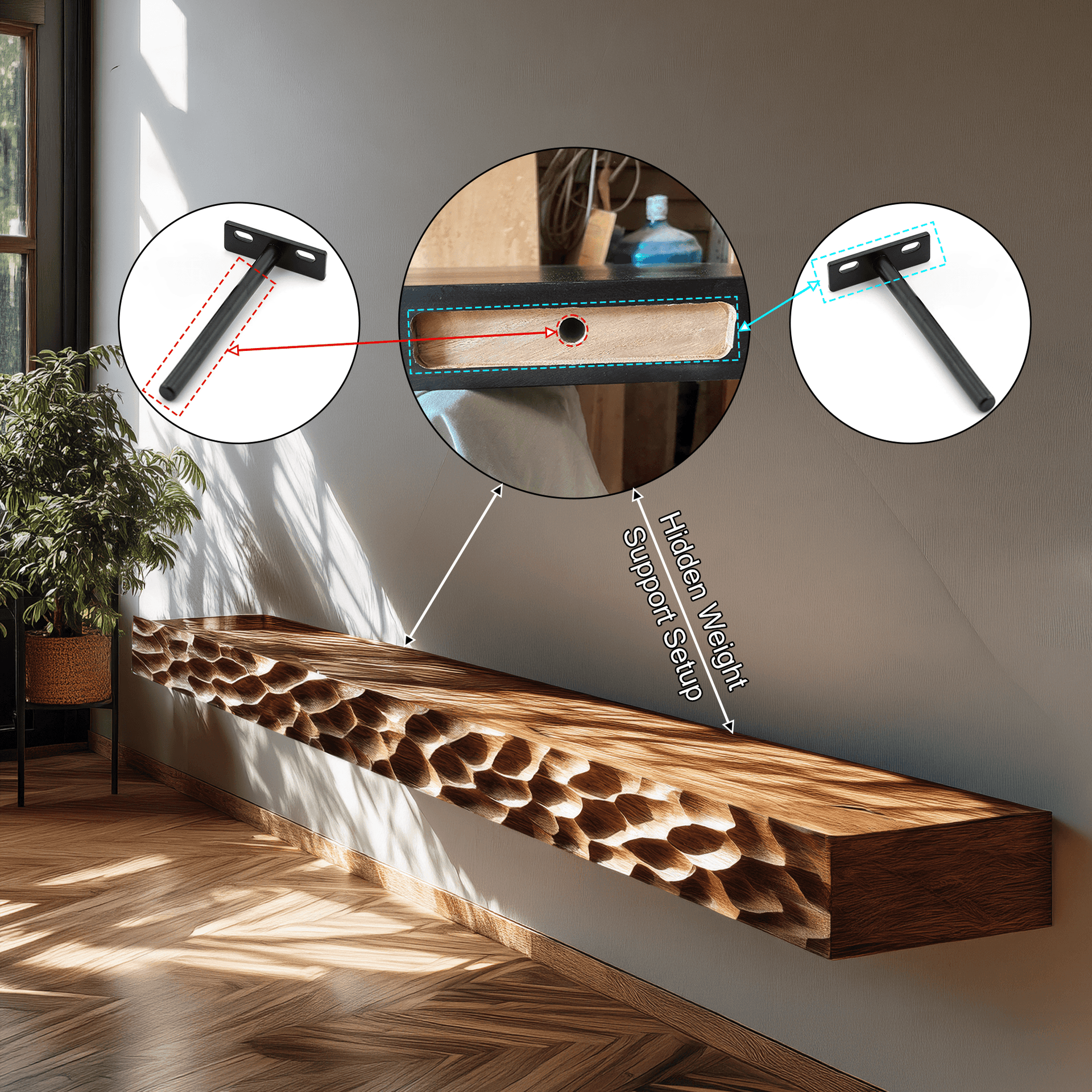 Zerith Sculpted Solid Wood Floating Shelf SPA565431