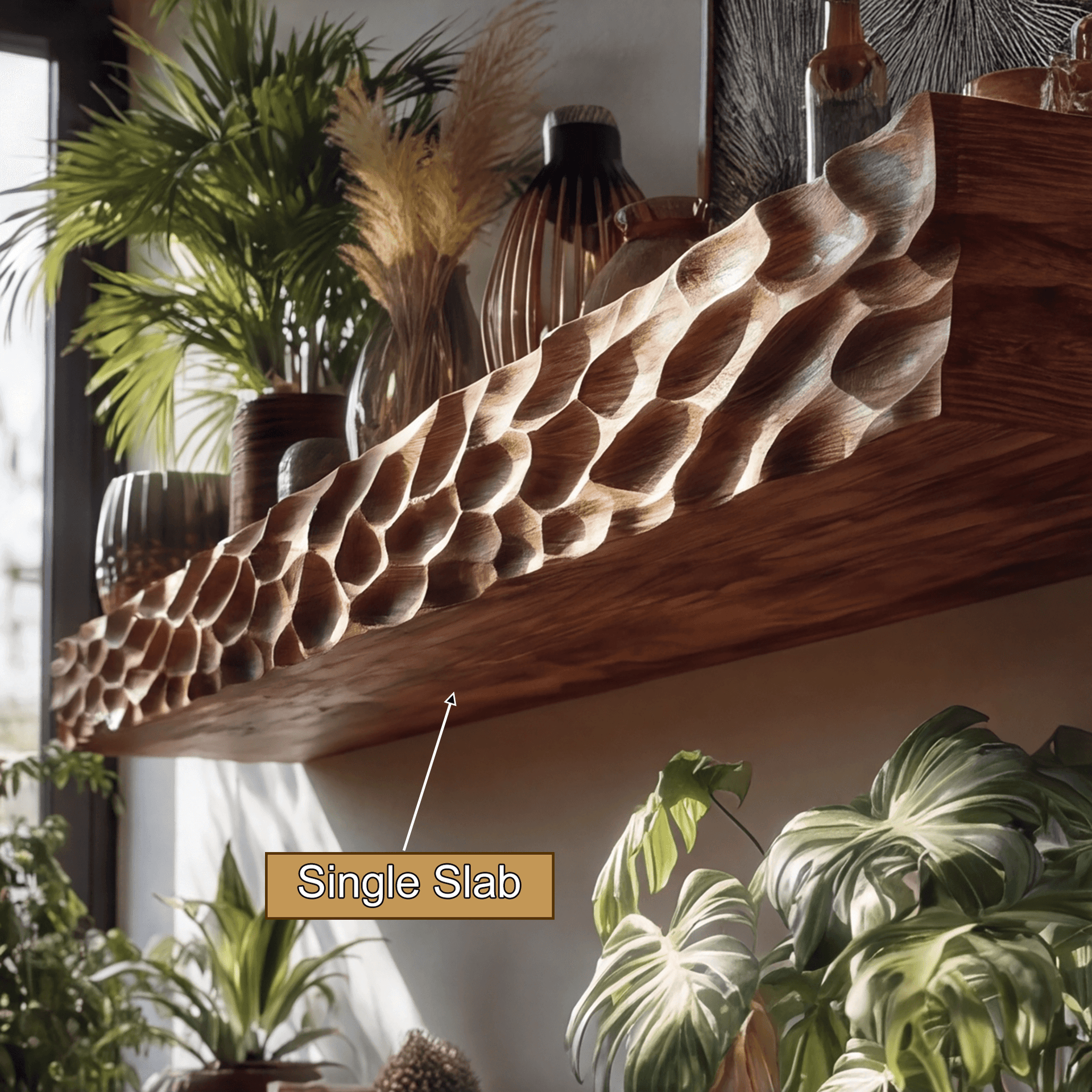 Zerith Sculpted Solid Wood Floating Shelf SPA565431