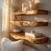 Zorvane Live Edge Solid Wood Floating Shelf SPA947232 - Natural Oak / 20″W × 8″D × 1″T