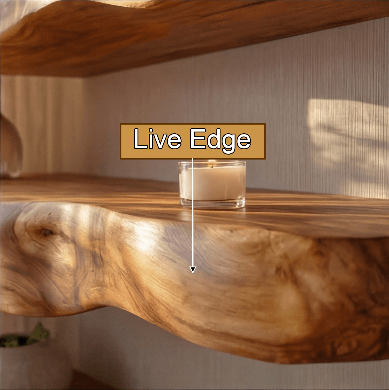 Zorvane Live Edge Solid Wood Floating Shelf SPA947232