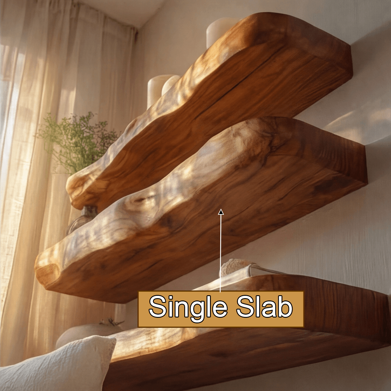 Zorvane Live Edge Solid Wood Floating Shelf SPA947232